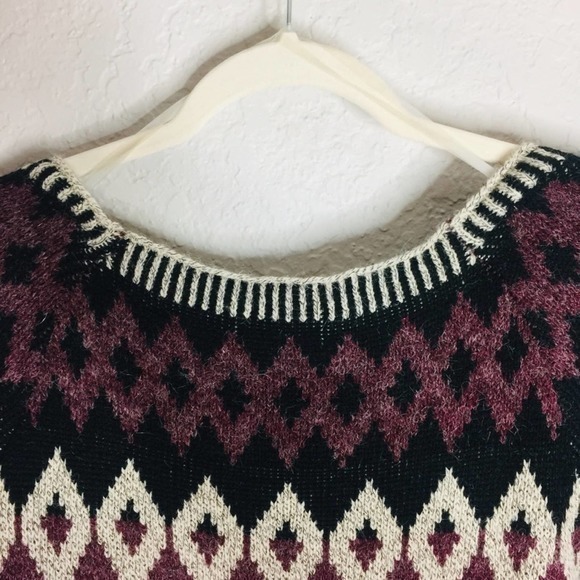 ENTRO Wide Square‎ Neck Diamond Pattern Sweater - Picture 8 of 11